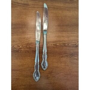 Oneida Dover Stainless Flatware Set 2 Dinner Knives Ornate Floral Design Elegant